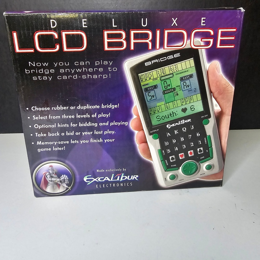 Excalibur Electronics Deluxe LCD Bridge Handheld Game New in Box Silver Green